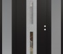 Modern Steel Front Door DIAMOND A6 64" X 80" BLACK/BLACK CLEAR GLASS PANEL STAINLESS STEEL LHI WITH 2 SIDELITES FROSTED GLASS