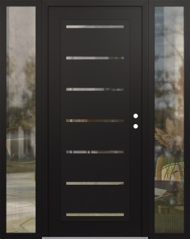 Diamond C11 68" x 80" black/black clear Glass Panel black LHI with 2 Sidelites clear Glass