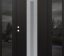 Modern Steel Front Door DIAMOND A2 68" X 80" BLACK/WHITE FROSTED GLASS PANEL STAINLESS STEEL RHI WITH 2 SIDELITES MIRRORED GLASS
