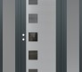 Modern Steel Front Door Diamond C5 64" x 80" anthracite/anthracite mirrored Glass Panel stainless steel RHI with 2 Sidelites frosted Glass