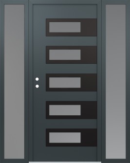 Diamond D3 68" x 80" anthracite/anthracite frosted Glass Panel black RHI with 2 Sidelites frosted Glass