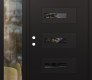 Modern Steel Front Door Diamond D6 52" x 80" black/black mirrored Glass Panel black RHI with Sidelite clear Glass