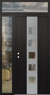 DIAMOND A13 50" X 96" BLACK/BLACK CLEAR GLASS PANEL STAINLESS STEEL RHI WITH SIDELITE AND TRANSOM CLEAR GLASS