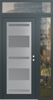 Diamond C10 52" x 96" anthracite/anthracite frosted Glass Panel stainless steel LHI with Sidelite and Transom clear Glass