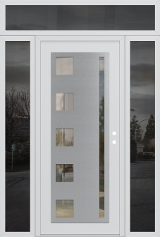 Diamond C3 64" x 96" white/white clear Glass Panel stainless steel LHI with 2 Sidelites and Transom mirrored Glass