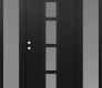 Modern Steel Front Door DIAMOND A10 68" X 80" BLACK/WHITE FROSTED GLASS PANEL BLACK RHI WITH 2 SIDELITES FROSTED GLASS
