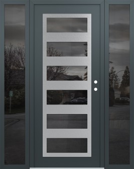 Diamond C9 64" x 80" anthracite/anthracite mirrored Glass Panel stainless steel LHI with 2 Sidelites mirrored Glass