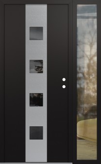 DIAMOND A12 48" X 80" BLACK/BLACK MIRRORED GLASS PANEL STAINLESS STEEL LHI WITH SIDELITE CLEAR GLASS