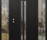 Modern Steel Front Door DIAMOND A8 68" X 80" BLACK/BLACK CLEAR GLASS PANEL BLACK RHI WITH 2 SIDELITES CLEAR GLASS