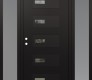 Modern Steel Front Door Diamond D7 64" x 80" black/black clear Glass Panel black RHI with 2 Sidelites frosted Glass