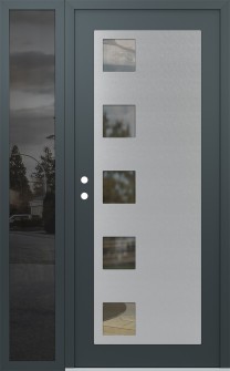 Diamond C5 52" x 80" anthracite/anthracite clear Glass Panel stainless steel RHI with Sidelite mirrored Glass