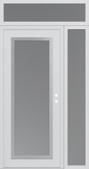 Diamond C1 48" x 96" white/white frosted Glass Panel stainless steel LHI with Sidelite and Transom frosted Glass