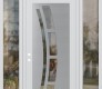 Modern Steel Front Door Diamond C12 64" x 96" white/white clear Glass Panel stainless steel RHI with 2 Sidelites and Transom clear Glass