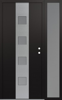 DIAMOND A12 48" X 80" BLACK/WHITE FROSTED GLASS PANEL STAINLESS STEEL LHI WITH SIDELITE FROSTED GLASS