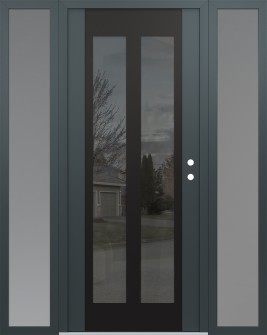 Diamond C14 64" x 80" anthracite/anthracite mirrored Glass Panel black LHI with 2 Sidelites frosted Glass