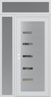 Diamond C8 50" x 96" white/white clear Glass Panel stainless steel RHI with Sidelite and Transom frosted Glass