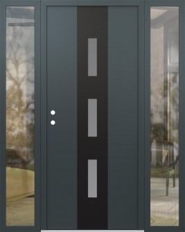 DIAMOND A7 64" X 80" ANTHRACITE/ANTHRACITE FROSTED GLASS PANEL BLACK RHI WITH 2 SIDELITES CLEAR GLASS