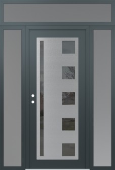 Diamond C3 60" x 96" anthracite/anthracite mirrored Glass Panel stainless steel RHI with 2 Sidelites and Transom frosted Glass