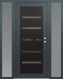 Diamond C7 64" x 80" anthracite/anthracite mirrored Glass Panel black LHI with 2 Sidelites frosted Glass