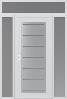 Diamond C11 64" x 96" white/white frosted Glass Panel stainless steel RHI with 2 Sidelites and Transom frosted Glass