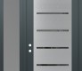 Modern Steel Front Door Diamond C11 52" x 96" anthracite/anthracite mirrored Glass Panel stainless steel RHI with Sidelite and Transom frosted Glass