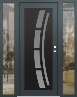 Diamond C12 60" x 80" anthracite/anthracite frosted Glass Panel black LHI with 2 Sidelites clear Glass