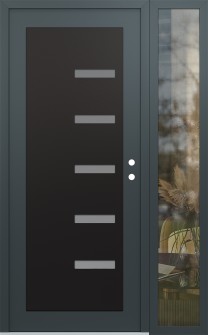 Diamond C8 48" x 80" anthracite/anthracite frosted Glass Panel black LHI with Sidelite clear Glass