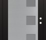 Modern Steel Front Door Diamond C5 36" x 80" black/white frosted Glass Panel stainless steel LHI