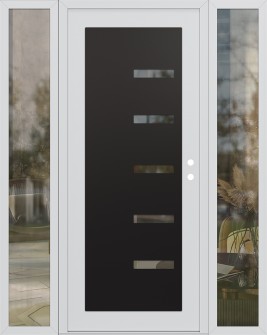 Diamond C8 64" x 80" white/white clear Glass Panel black LHI with 2 Sidelites clear Glass