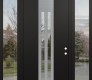 DIAMOND A8 60" X 96" BLACK/BLACK CLEAR GLASS PANEL STAINLESS STEEL RHI WITH 2 SIDELITES AND TRANSOM CLEAR GLASS