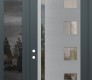 Modern Steel Front Door Diamond C3 48" x 96" anthracite/anthracite clear Glass Panel stainless steel RHI with Sidelite and Transom mirrored Glass