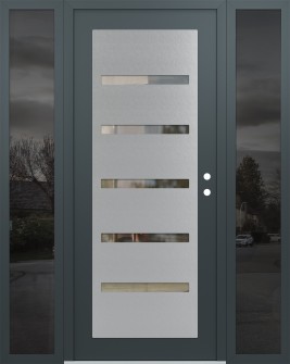 Diamond C7 60" x 80" anthracite/anthracite clear Glass Panel stainless steel LHI with 2 Sidelites mirrored Glass