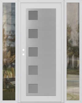 Diamond C5 64" x 80" white/white frosted Glass Panel stainless steel RHI with 2 Sidelites clear Glass