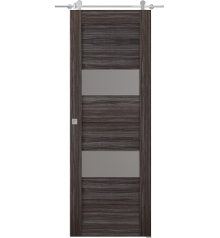 Berta Vetro Gray Oak Barn doors