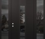 Modern Steel Front Door DIAMOND A10 64" X 96" BLACK/BLACK MIRRORED GLASS PANEL BLACK RHI WITH 2 SIDELITES AND TRANSOM MIRRORED GLASS