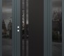 Modern Steel Front Door Diamond C6 60" x 80" anthracite/anthracite mirrored Glass Panel black RHI with 2 Sidelites mirrored Glass