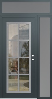Diamond C16 48" x 96" anthracite/anthracite clear Glass Panel stainless steel LHI with Sidelite and Transom frosted Glass