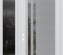 Modern Steel Front Door Diamond C6 48" x 96" white/white clear Glass Panel stainless steel RHI with Sidelite and Transom mirrored Glass