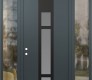 Modern Steel Front Door DIAMOND A9 60" X 96" ANTHRACITE/ANTHRACITE FROSTED GLASS PANEL BLACK RHI WITH 2 SIDELITES AND TRANSOM CLEAR GLASS