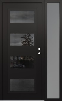 Diamond C2 52" x 80" black/black mirrored Glass Panel black LHI with Sidelite frosted Glass