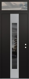 DIAMOND A1 36" X 96" BLACK/BLACK MIRRORED GLASS PANEL STAINLESS STEEL LHI WITH TRANSOM CLEAR GLASS