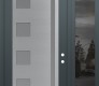 Modern Steel Front Door Diamond C3 52" x 96" anthracite/anthracite frosted Glass Panel stainless steel LHI with Sidelite and Transom mirrored Glass