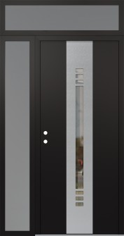 DIAMOND A5 48" X 96" BLACK/BLACK CLEAR GLASS PANEL STAINLESS STEEL RHI WITH SIDELITE AND TRANSOM FROSTED GLASS