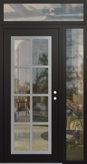 Diamond C16 52" x 96" black/black clear Glass Panel stainless steel LHI with Sidelite and Transom clear Glass