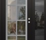 Modern Steel Front Door Diamond C16 50" x 80" black/black clear Glass Panel stainless steel LHI with Sidelite mirrored Glass