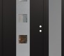 Modern Steel Front Door DIAMOND A12 50" X 80" BLACK/BLACK CLEAR GLASS PANEL STAINLESS STEEL LHI WITH SIDELITE FROSTED GLASS