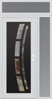 Diamond C12 52" x 96" white/white clear Glass Panel black LHI with Sidelite and Transom frosted Glass