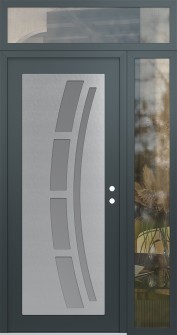 Diamond C12 52" x 96" anthracite/anthracite frosted Glass Panel stainless steel LHI with Sidelite and Transom clear Glass