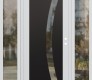 Modern Steel Front Door Diamond C4 68" x 80" white/white clear Glass Panel black LHI with 2 Sidelites clear Glass