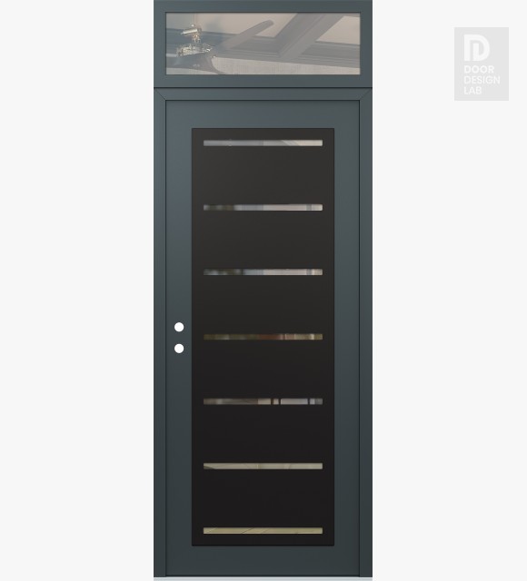 Modern Steel Front Door Diamond C11 36" x 96" anthracite/anthracite clear Glass Panel black RHI with Transom clear Glass